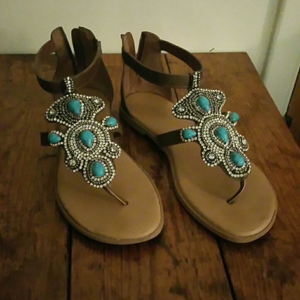 Torrid Zip Up Sandals with Jewel Accents